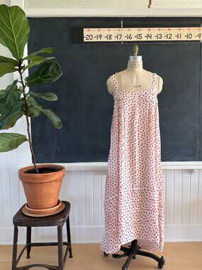 J.CREW Red Polka Dot Maxi Sundress Size M NWOT Lined Tie Back